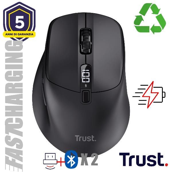 ZEVO FAST RECH MULTI-WRLS MOUSE BLK