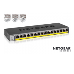 NETGEAR GS116PP Switch Unmanaged 16 porte Gigabit PoE+ (budget 183W),Garanzia a vita+NBD GS116PP-100EUS