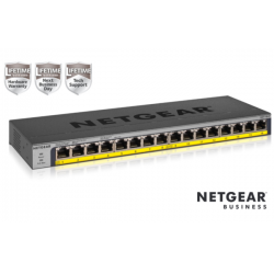 NETGEAR GS116LP Switch Unmanaged 16 porte Gigabit PoE+ (budget 76W),Garanzia a vita+NBD GS116LP-100EUS